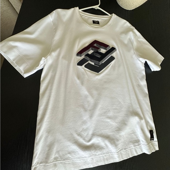 Fendi White Tee with Bold Logo - Picture 1 of 3